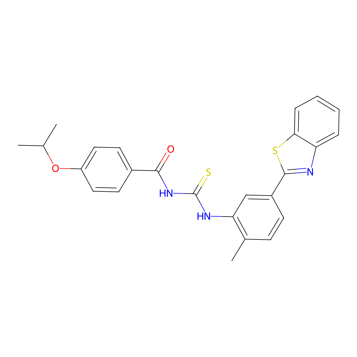 N-[[5-(1,3-benzothiazol-2-yl)-2-methylphenyl]carbamothioyl]-4-propan-2-yloxybenzamide molecular structure, CAS 428461-87-4