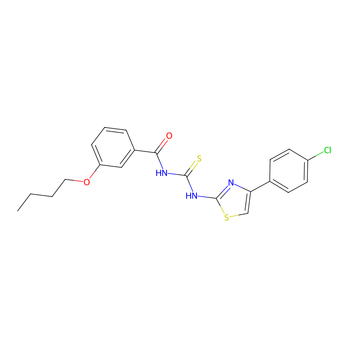 3-butoxy-N-[[4-(4-chlorophenyl)-1,3-thiazol-2-yl]carbamothioyl]benzamide molecular structure, CAS 428461-93-2