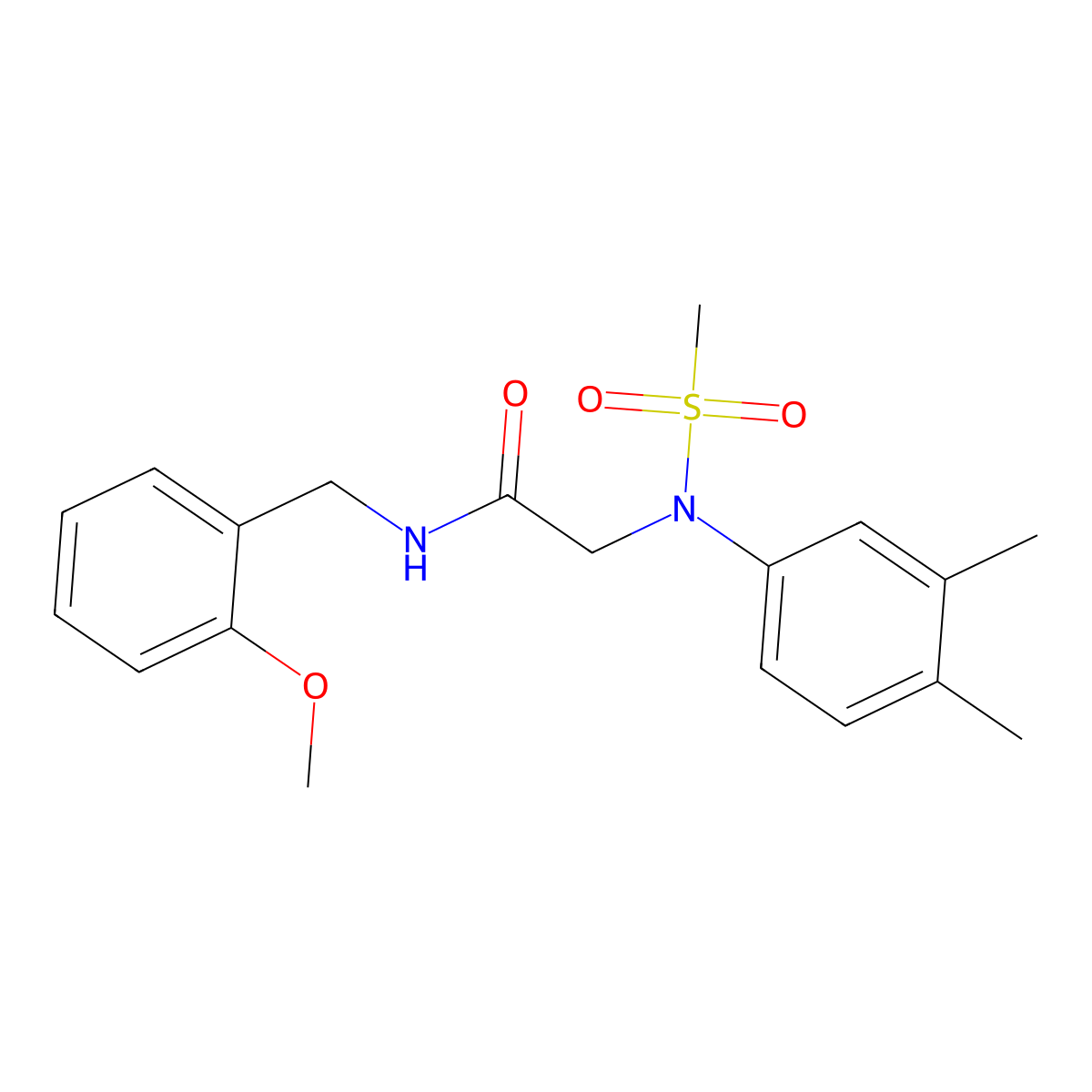 2-(3,4-dimethyl-N-methylsulfonylanilino)-N-[(2-methoxyphenyl)methyl]acetamide molecular structure, CAS 428461-96-5