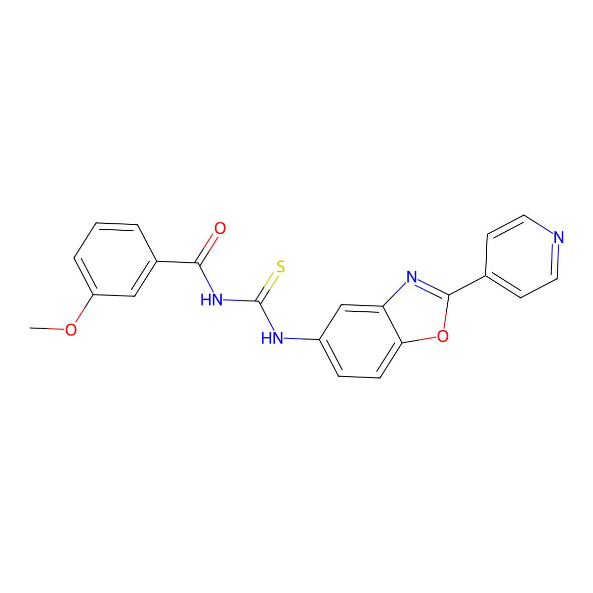 3-methoxy-N-[(2-pyridin-4-yl-1,3-benzoxazol-5-yl)carbamothioyl]benzamide molecular structure, CAS 428462-00-4