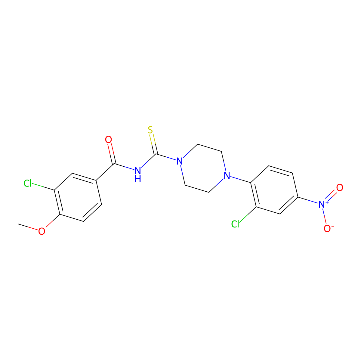3-chloro-N-[4-(2-chloro-4-nitrophenyl)piperazine-1-carbothioyl]-4-methoxybenzamide molecular structure, CAS 428462-08-2