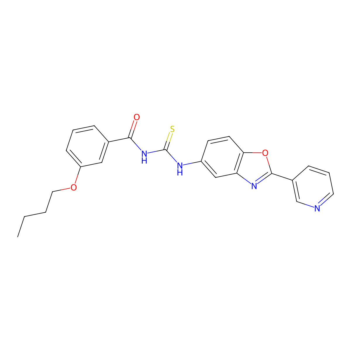 3-butoxy-N-[(2-pyridin-3-yl-1,3-benzoxazol-5-yl)carbamothioyl]benzamide molecular structure, CAS 428462-09-3