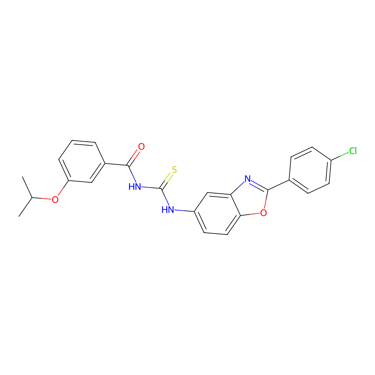 N-[[2-(4-chlorophenyl)-1,3-benzoxazol-5-yl]carbamothioyl]-3-propan-2-yloxybenzamide molecular structure, CAS 428462-18-4