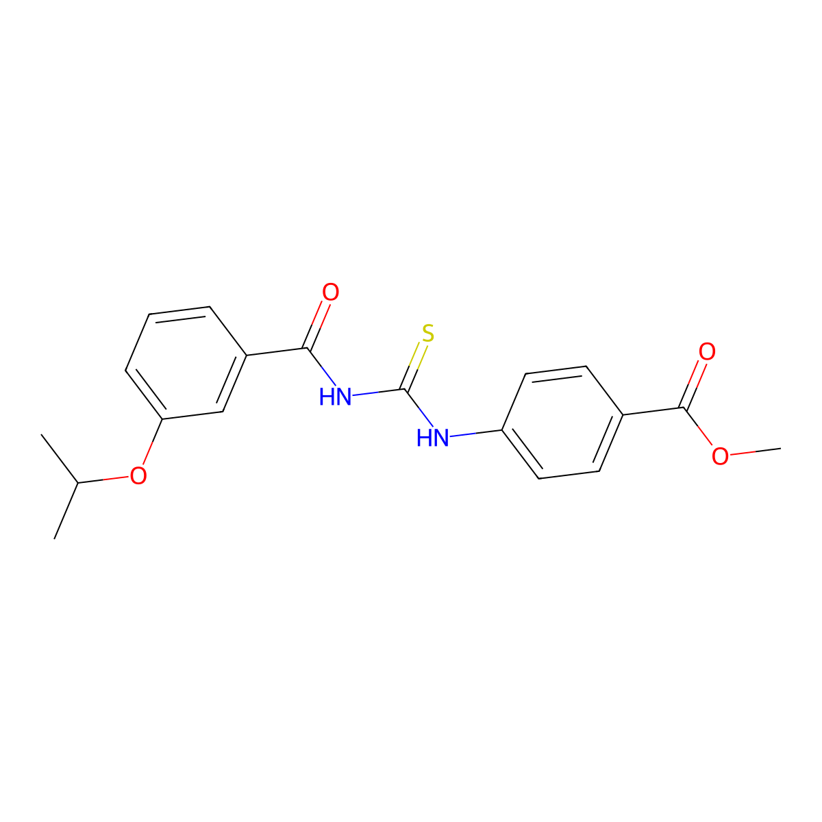 Methyl 4-[({[3-(propan-2-yloxy)phenyl]carbonyl}carbamothioyl)amino]benzoate molecular structure, CAS 428462-26-4
