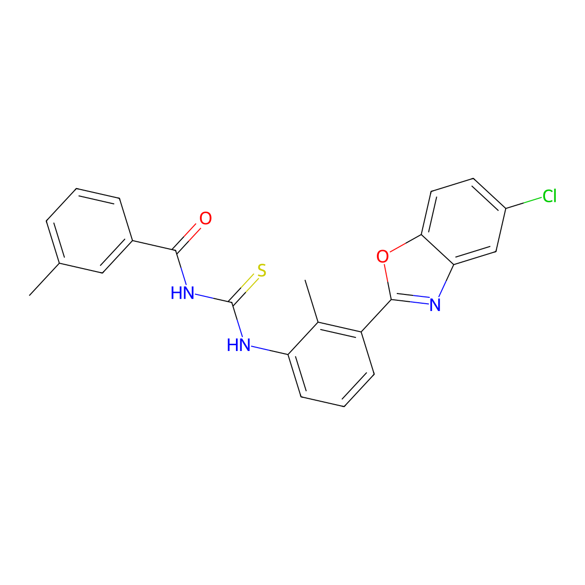 N-[[3-(5-chloro-1,3-benzoxazol-2-yl)-2-methylphenyl]carbamothioyl]-3-methylbenzamide molecular structure, CAS 428462-32-2