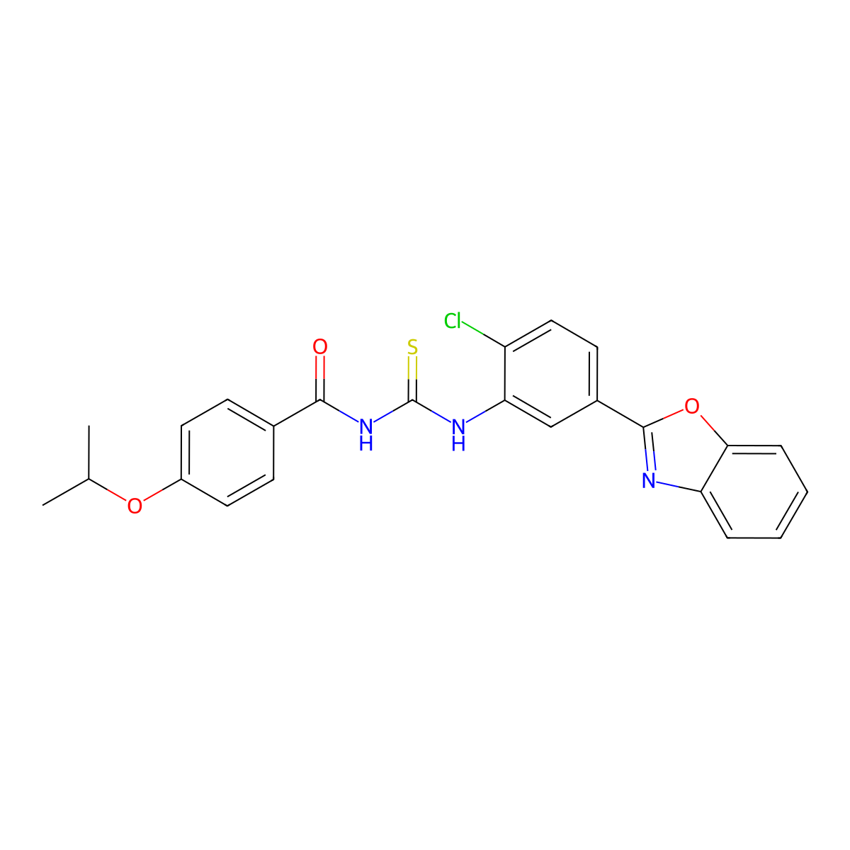 N-[[5-(1,3-benzoxazol-2-yl)-2-chlorophenyl]carbamothioyl]-4-propan-2-yloxybenzamide molecular structure, CAS 428462-44-6