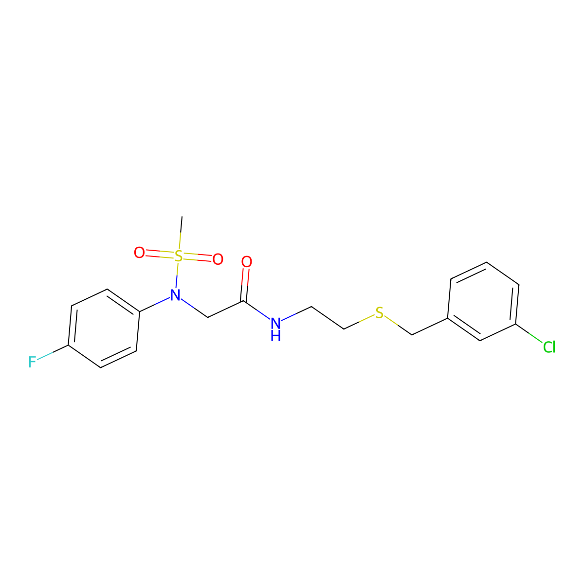 N-{2-[(3-chlorobenzyl)sulfanyl]ethyl}-2-[4-fluoro(methylsulfonyl)anilino]acetamide molecular structure, CAS 428462-56-0