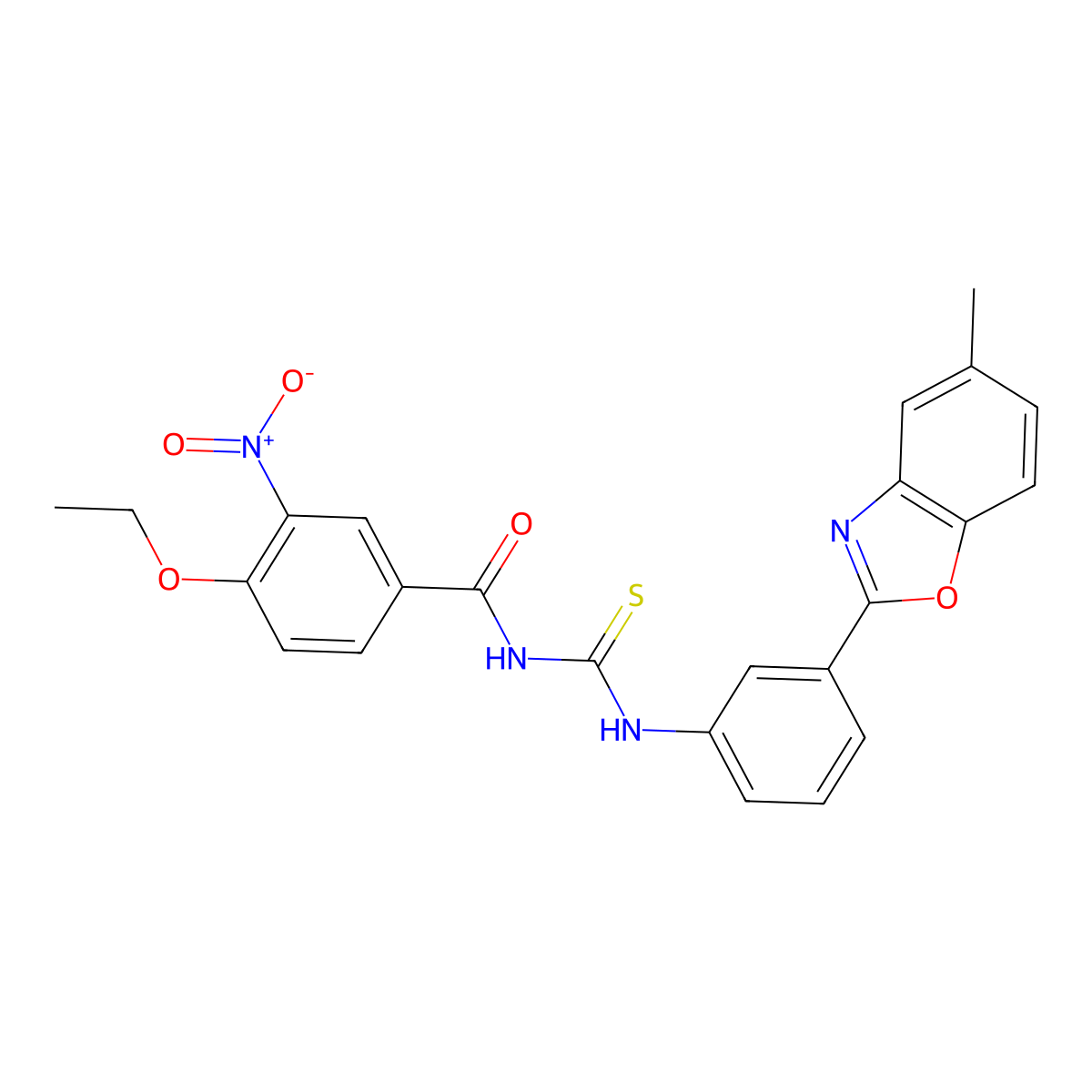 4-ethoxy-N-[[3-(5-methyl-1,3-benzoxazol-2-yl)phenyl]carbamothioyl]-3-nitrobenzamide molecular structure, CAS 428462-86-6