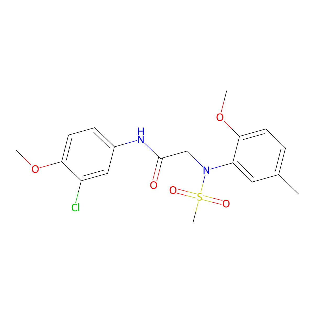 N-(3-chloro-4-methoxyphenyl)-2-(2-methoxy-5-methyl-N-methylsulfonylanilino)acetamide molecular structure, CAS 428463-13-2