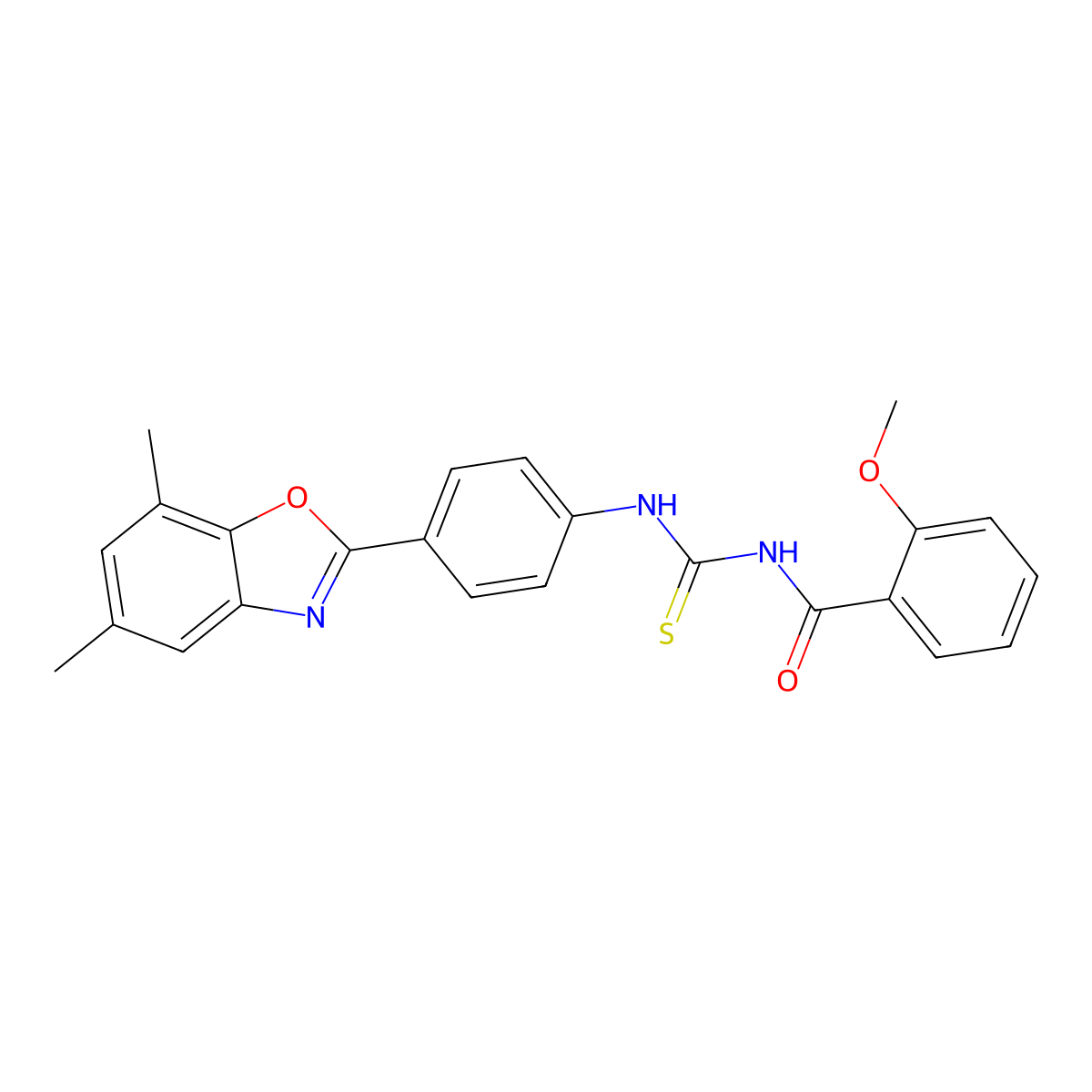N-[[4-(5,7-dimethyl-1,3-benzoxazol-2-yl)phenyl]carbamothioyl]-2-methoxybenzamide molecular structure, CAS 428463-17-6