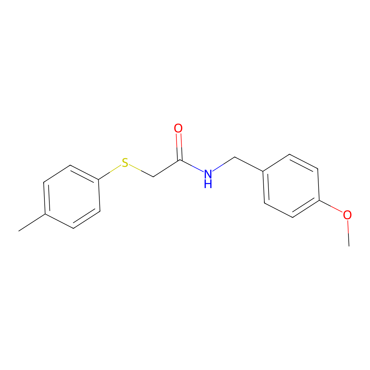 N-[(4-methoxyphenyl)methyl]-2-(4-methylphenyl)sulfanylacetamide molecular structure, CAS 428463-25-6