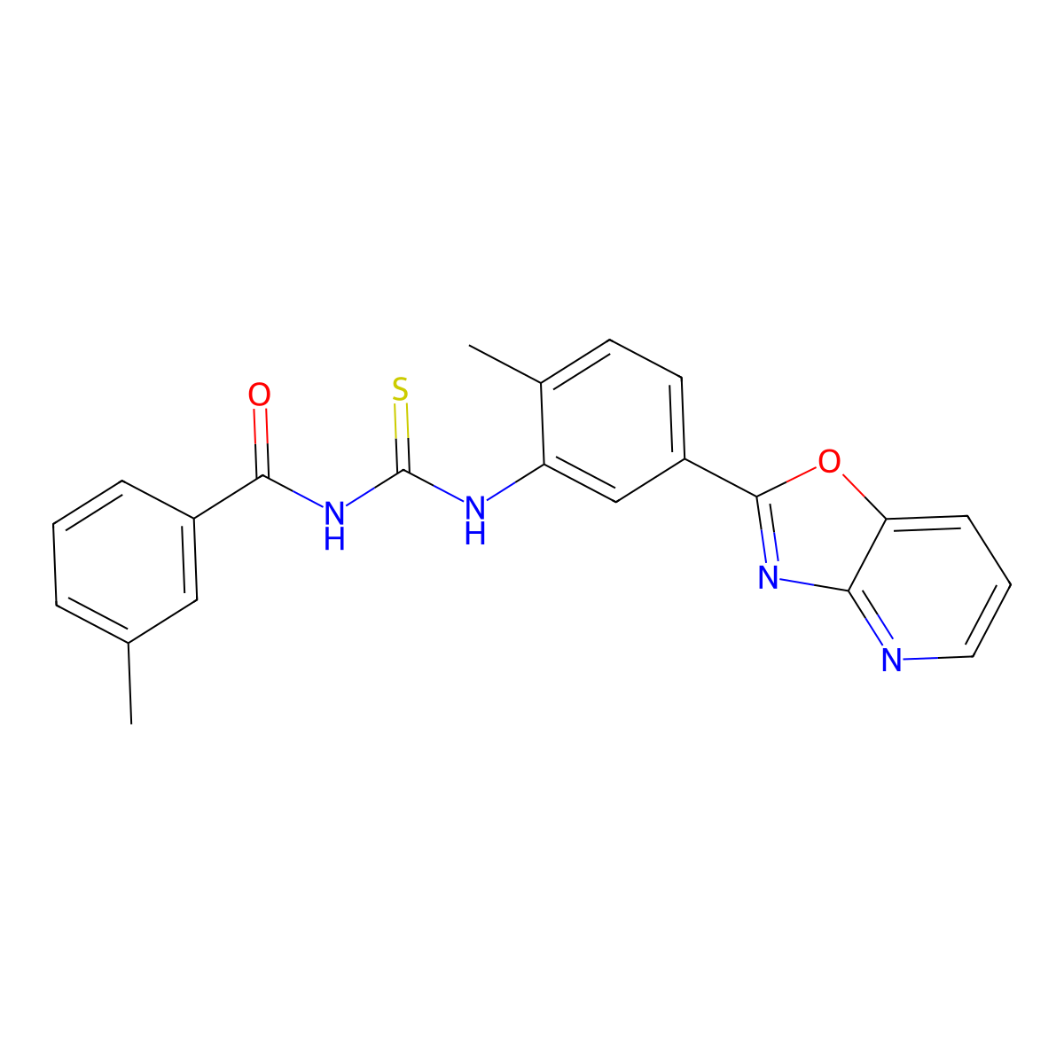 N-(3-methylbenzoyl)-N'-(2-methyl-5-[1,3]oxazolo[4,5-b]pyridin-2-ylphenyl)thiourea molecular structure, CAS 428463-32-5
