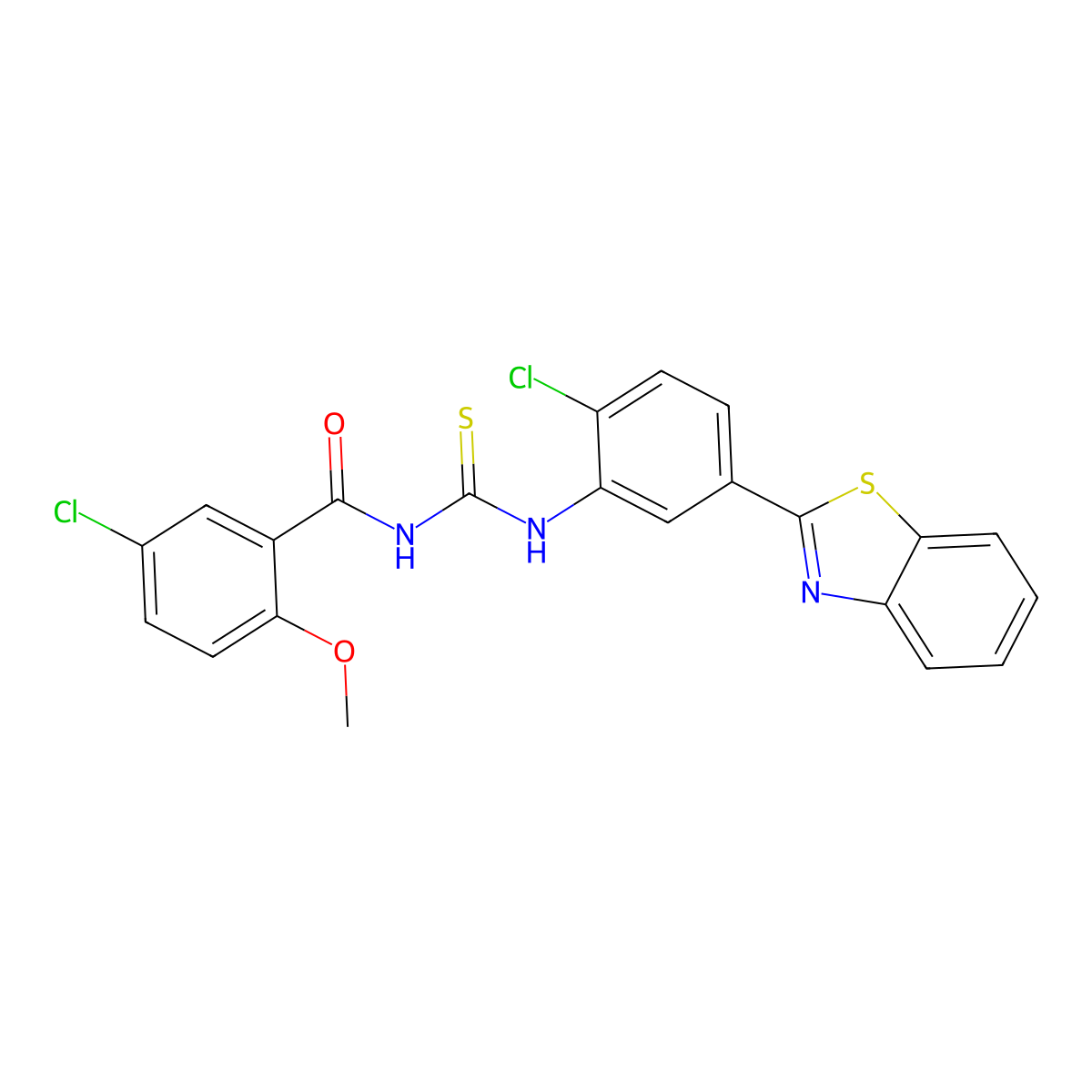 N-[[5-(1,3-benzothiazol-2-yl)-2-chlorophenyl]carbamothioyl]-5-chloro-2-methoxybenzamide molecular structure, CAS 428463-65-4