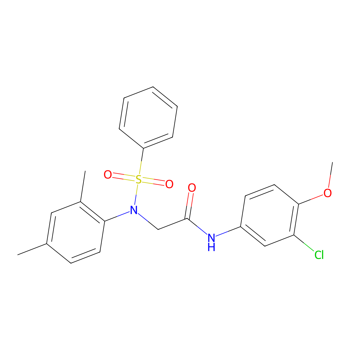 2-[N-(benzenesulfonyl)-2,4-dimethylanilino]-N-(3-chloro-4-methoxyphenyl)acetamide molecular structure, CAS 428463-78-9