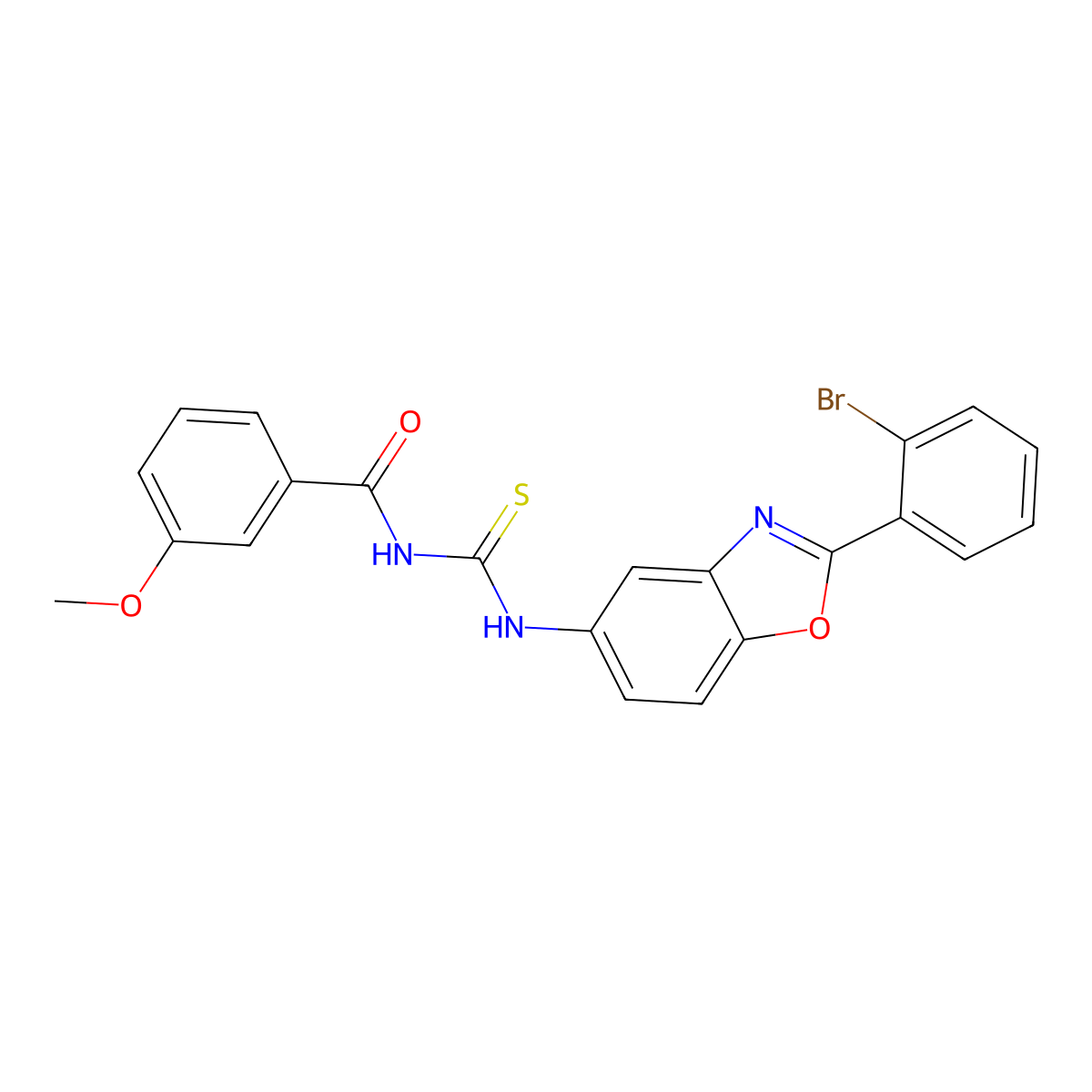 N-[[2-(2-bromophenyl)-1,3-benzoxazol-5-yl]carbamothioyl]-3-methoxybenzamide molecular structure, CAS 428463-80-3