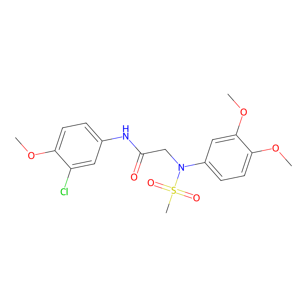 N-(3-chloro-4-methoxyphenyl)-2-(3,4-dimethoxy-N-methylsulfonylanilino)acetamide molecular structure, CAS 428463-81-4