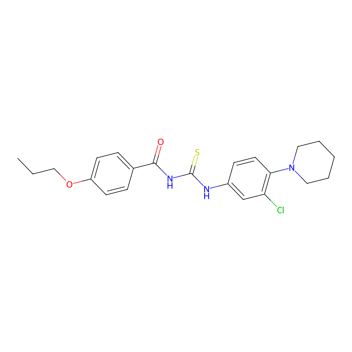 N-[(3-chloro-4-piperidin-1-ylphenyl)carbamothioyl]-4-propoxybenzamide molecular structure, CAS 428463-95-0