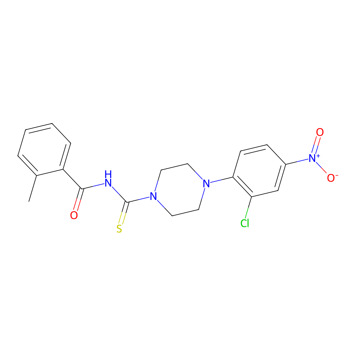 N-[4-(2-chloro-4-nitrophenyl)piperazine-1-carbothioyl]-2-methylbenzamide molecular structure, CAS 428464-00-0