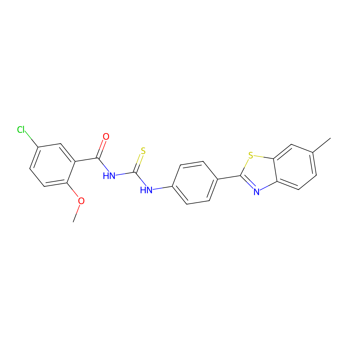 5-chloro-2-methoxy-N-[[4-(6-methyl-1,3-benzothiazol-2-yl)phenyl]carbamothioyl]benzamide molecular structure, CAS 428464-18-0