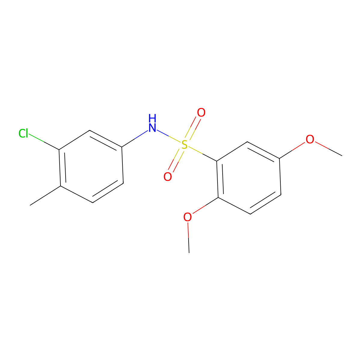 N-(3-chloro-4-methylphenyl)-2,5-dimethoxybenzenesulfonamide molecular structure, CAS 428464-24-8