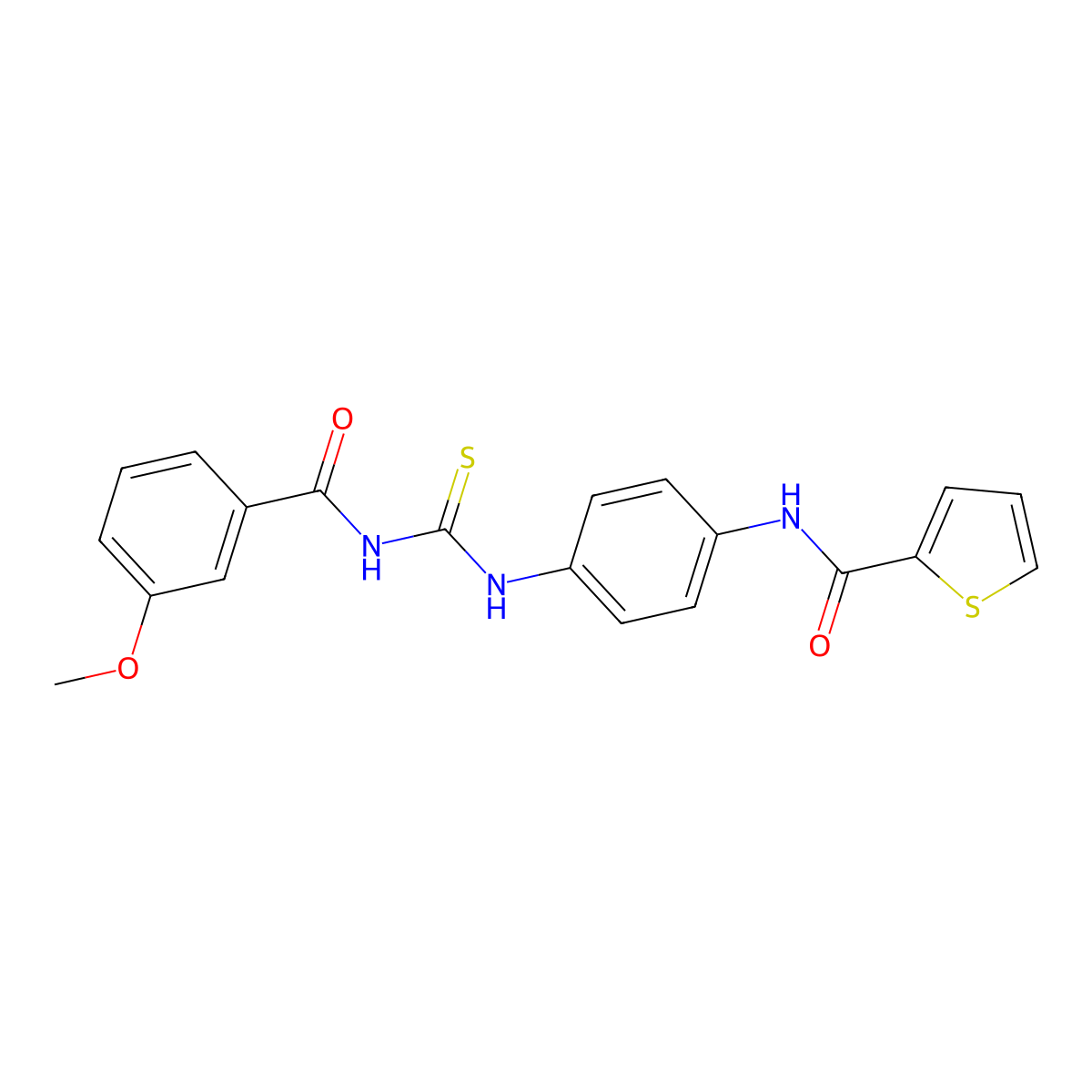 N-[4-[(3-methoxybenzoyl)carbamothioylamino]phenyl]thiophene-2-carboxamide molecular structure, CAS 428464-30-6