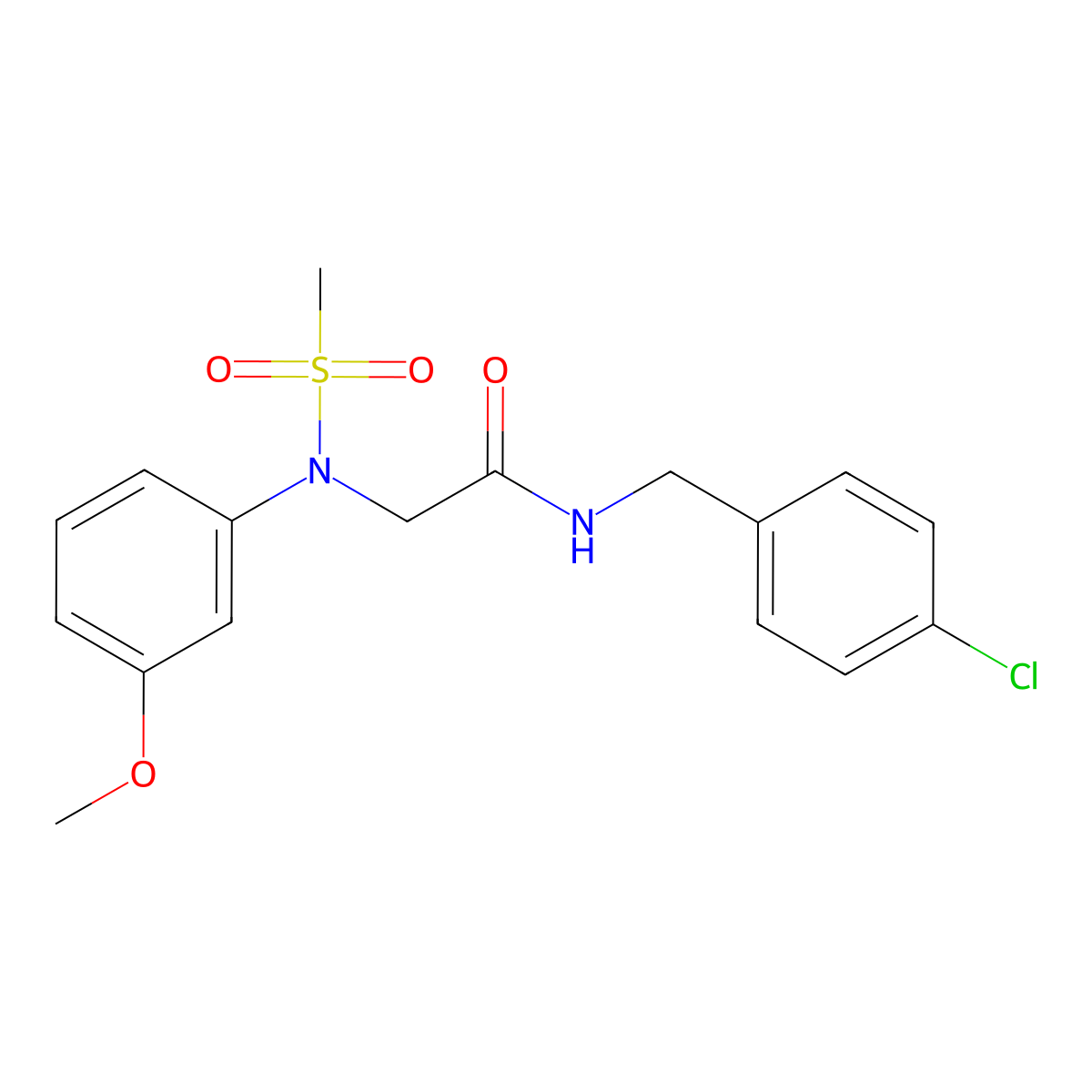 N-[(4-chlorophenyl)methyl]-2-(3-methoxy-N-methylsulfonylanilino)acetamide molecular structure, CAS 428464-38-4
