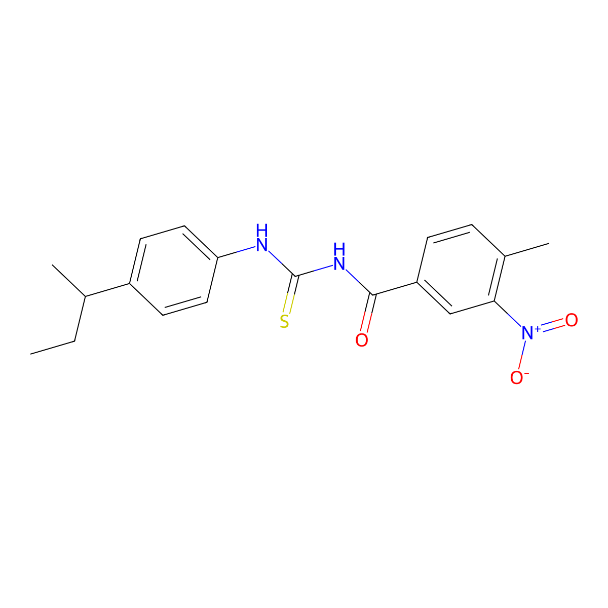 N-{[4-(butan-2-yl)phenyl]carbamothioyl}-4-methyl-3-nitrobenzamide molecular structure, CAS 428464-39-5