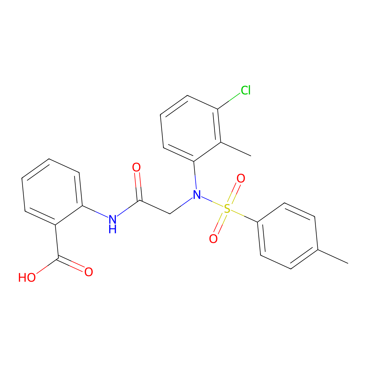 2-[({3-Chloro-2-methyl[(4-methylphenyl)sulfonyl]anilino}acetyl)amino]benzoic acid molecular structure, CAS 428464-45-3