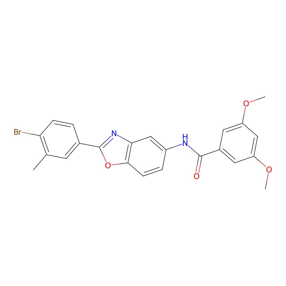 N-[2-(4-bromo-3-methylphenyl)-1,3-benzoxazol-5-yl]-3,5-dimethoxybenzamide molecular structure, CAS 428464-62-4
