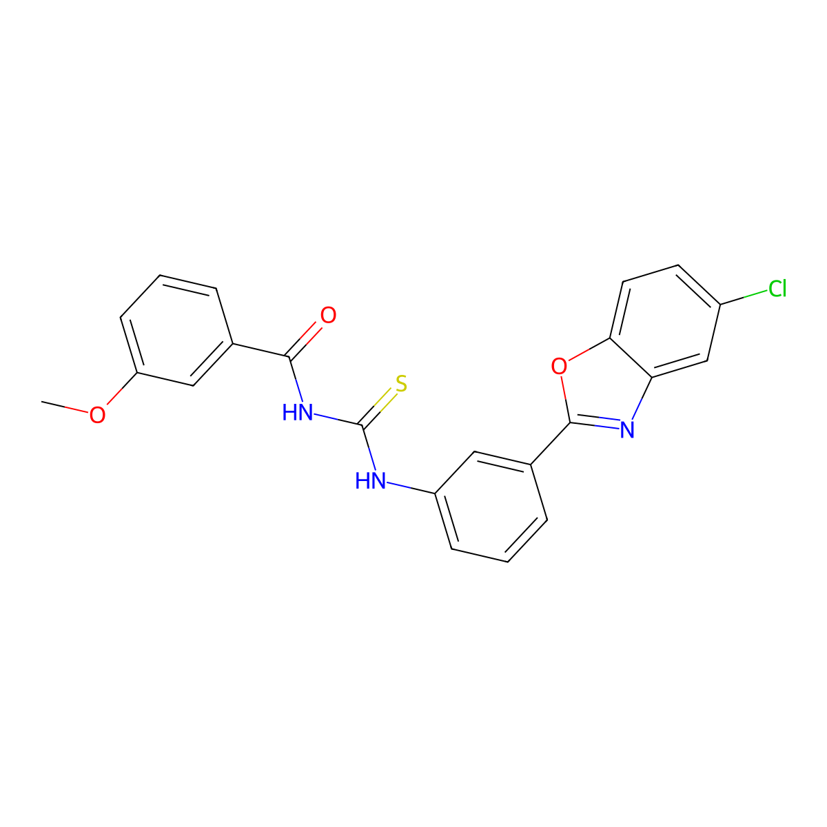 N-[[3-(5-chloro-1,3-benzoxazol-2-yl)phenyl]carbamothioyl]-3-methoxybenzamide molecular structure, CAS 428464-95-3