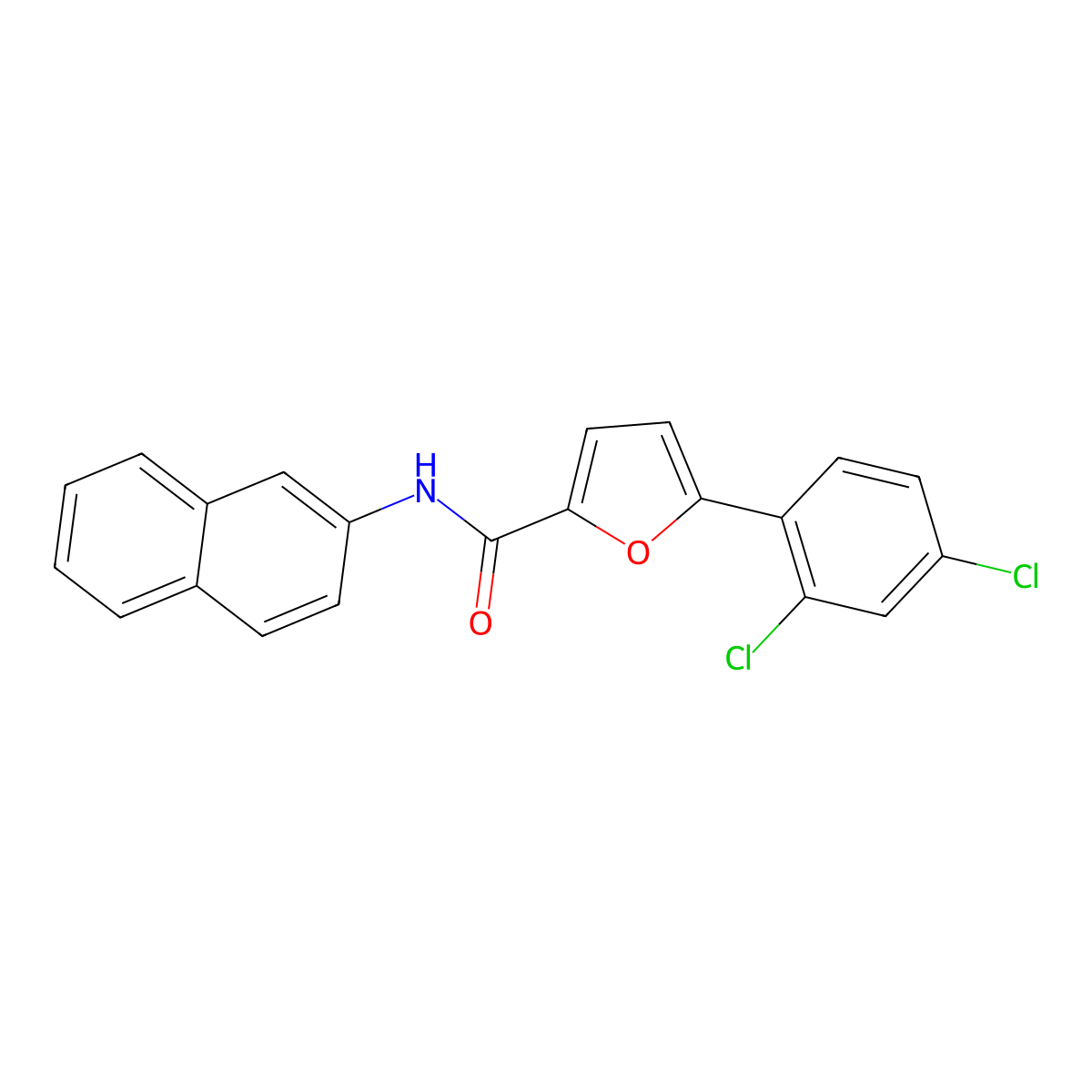 5-(2,4-dichlorophenyl)-N-naphthalen-2-ylfuran-2-carboxamide molecular structure, CAS 428464-98-6