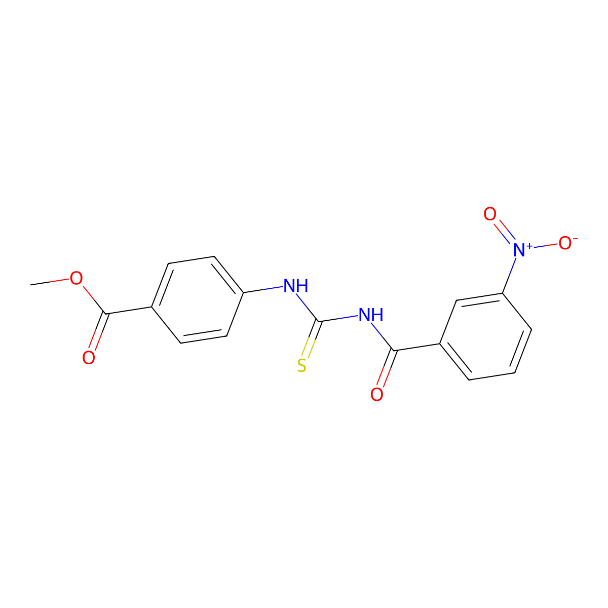 Methyl 4-({[(3-nitrophenyl)carbonyl]carbamothioyl}amino)benzoate molecular structure, CAS 428465-19-4
