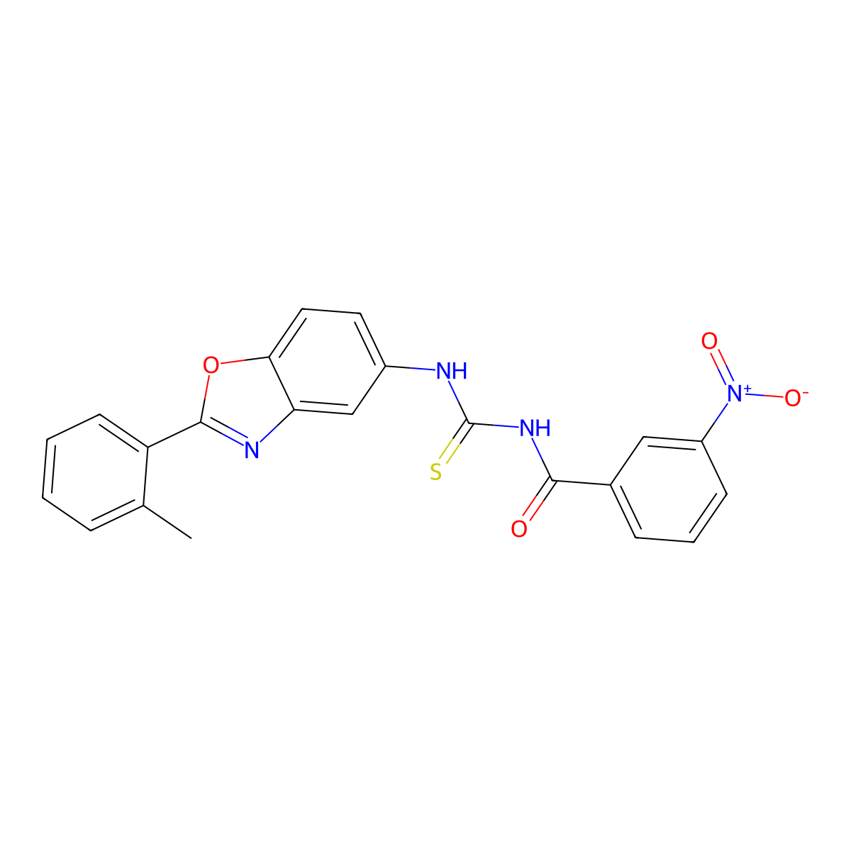 N-[[2-(2-methylphenyl)-1,3-benzoxazol-5-yl]carbamothioyl]-3-nitrobenzamide molecular structure, CAS 428465-21-8