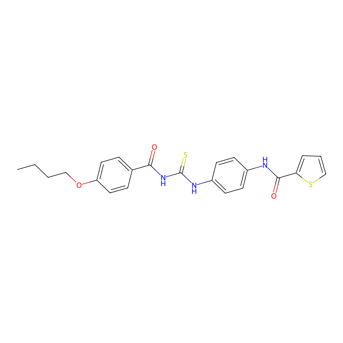 N-[4-[(4-butoxybenzoyl)carbamothioylamino]phenyl]thiophene-2-carboxamide molecular structure, CAS 428465-38-7