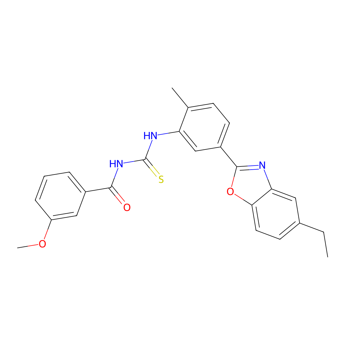 N-[[5-(5-ethyl-1,3-benzoxazol-2-yl)-2-methylphenyl]carbamothioyl]-3-methoxybenzamide molecular structure, CAS 428465-42-3