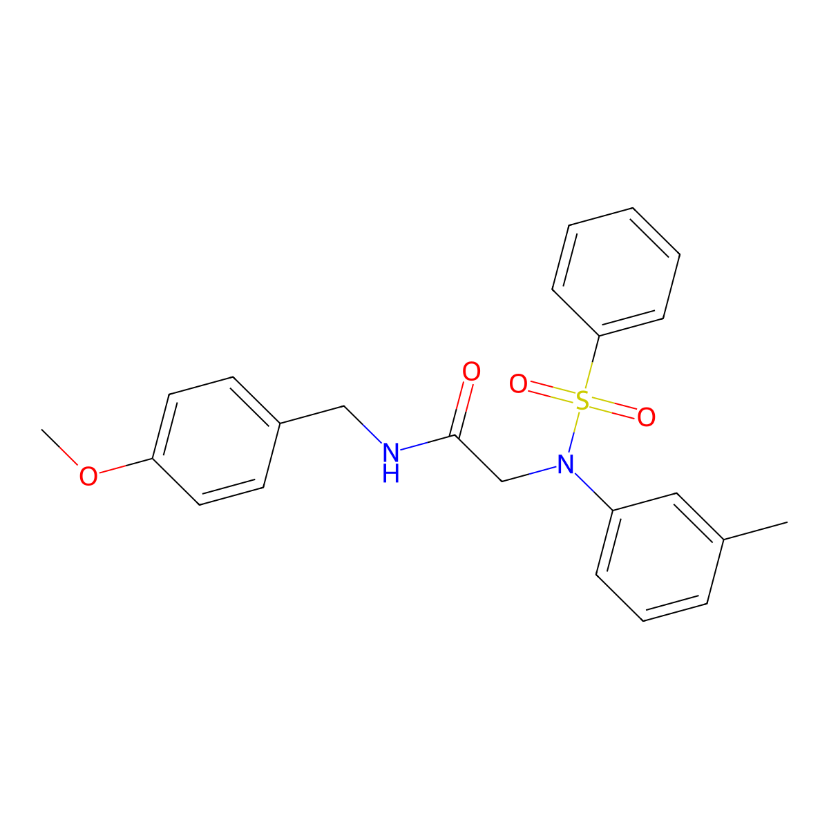 2-[N-(benzenesulfonyl)-3-methylanilino]-N-[(4-methoxyphenyl)methyl]acetamide molecular structure, CAS 428465-62-7