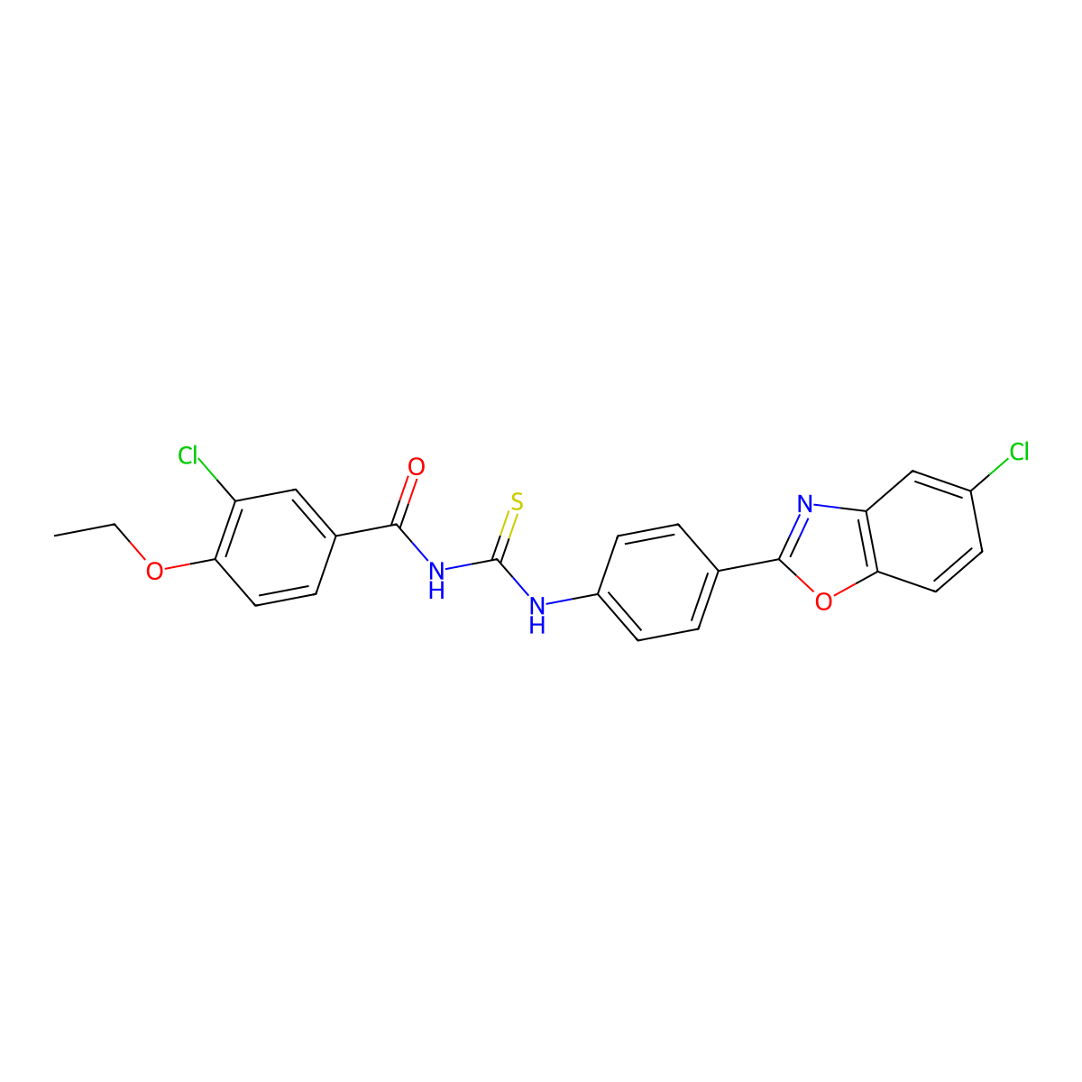 3-chloro-N-[[4-(5-chloro-1,3-benzoxazol-2-yl)phenyl]carbamothioyl]-4-ethoxybenzamide molecular structure, CAS 428465-63-8