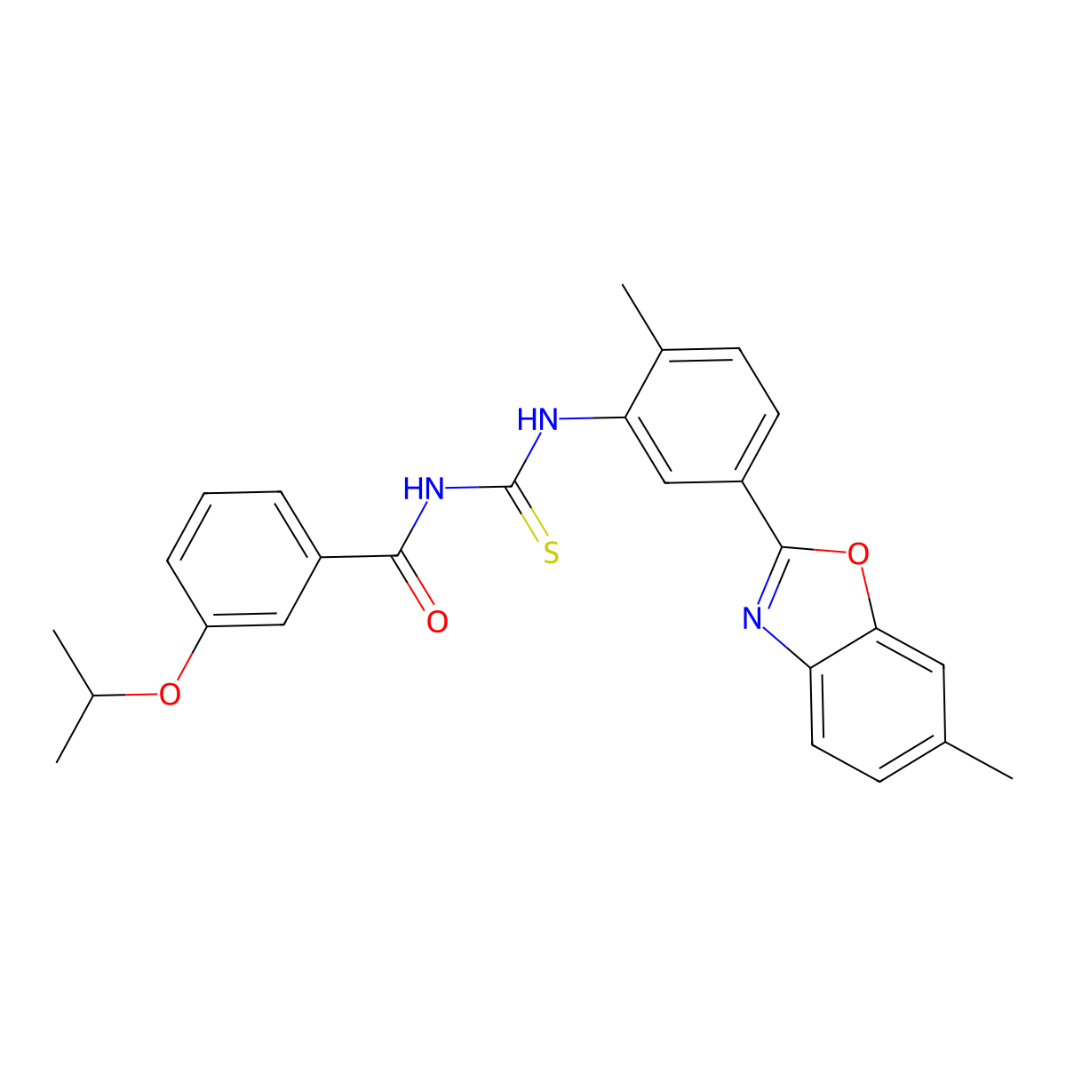 N-[[2-methyl-5-(6-methyl-1,3-benzoxazol-2-yl)phenyl]carbamothioyl]-3-propan-2-yloxybenzamide molecular structure, CAS 428465-66-1