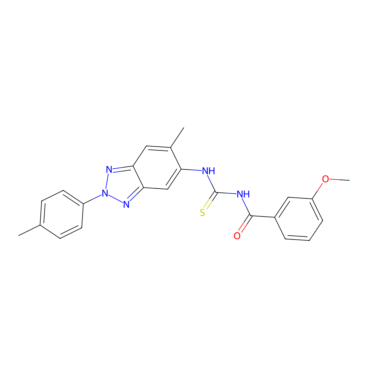 3-methoxy-N-[[6-methyl-2-(4-methylphenyl)benzotriazol-5-yl]carbamothioyl]benzamide molecular structure, CAS 428465-73-0