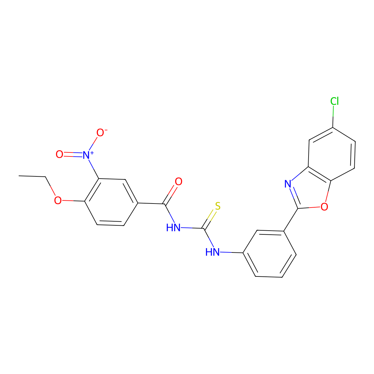 N-[[3-(5-chloro-1,3-benzoxazol-2-yl)phenyl]carbamothioyl]-4-ethoxy-3-nitrobenzamide molecular structure, CAS 428465-75-2