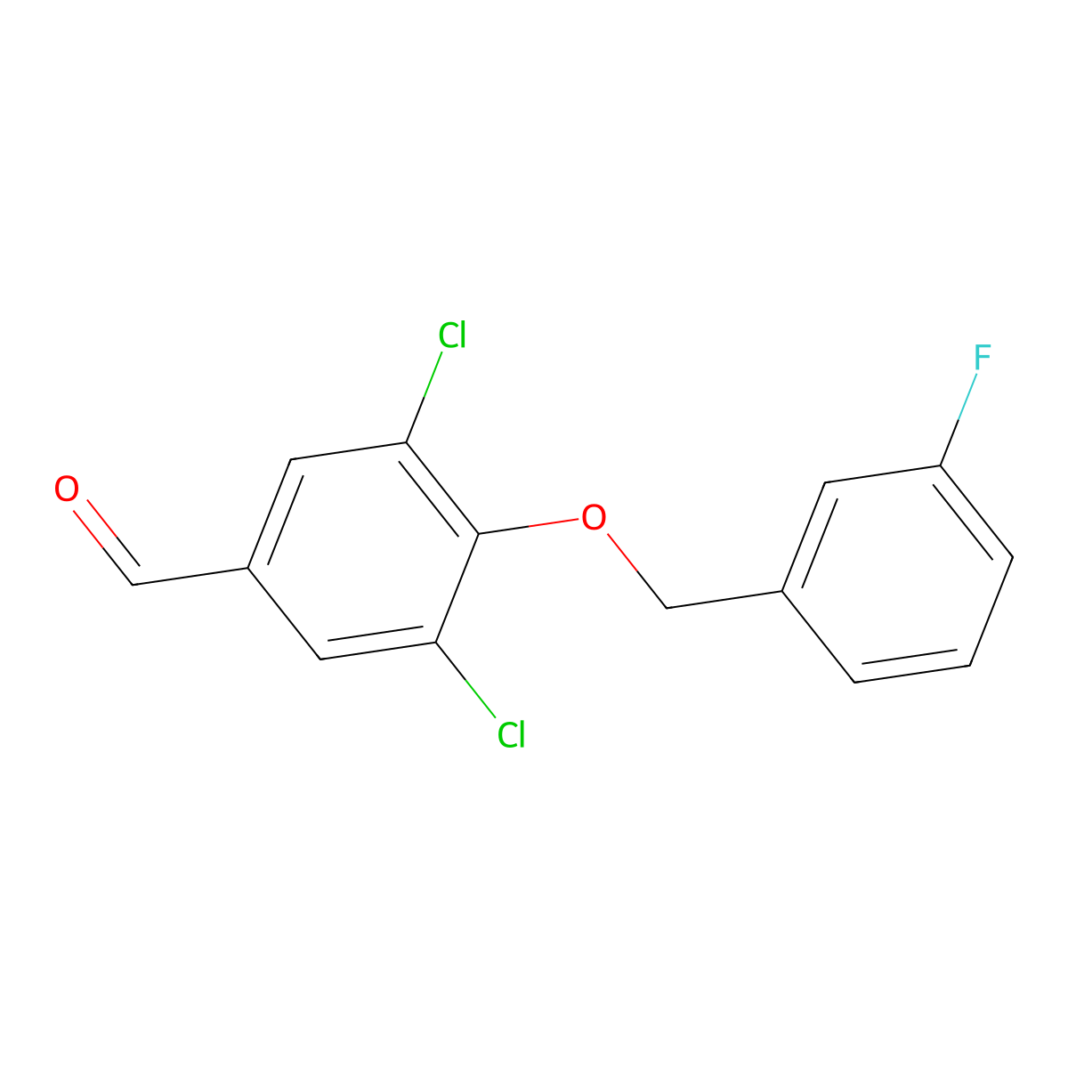 3,5-Dichloro-4-[(3-fluorobenzyl)oxy]benzaldehyde molecular structure, CAS 428465-86-5