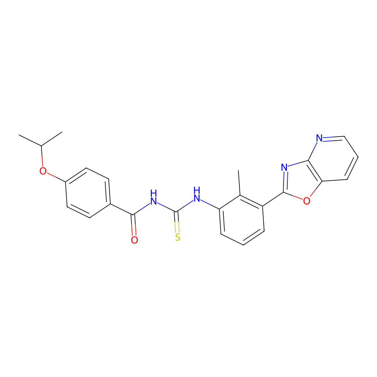 N-[[2-methyl-3-([1,3]oxazolo[4,5-b]pyridin-2-yl)phenyl]carbamothioyl]-4-propan-2-yloxybenzamide molecular structure, CAS 428466-01-7