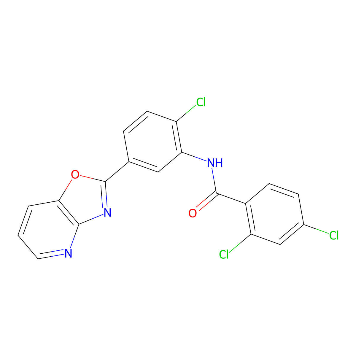 2,4-dichloro-N-[2-chloro-5-([1,3]oxazolo[4,5-b]pyridin-2-yl)phenyl]benzamide molecular structure, CAS 428466-02-8