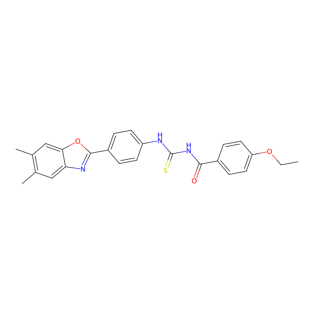 N-[[4-(5,6-dimethyl-1,3-benzoxazol-2-yl)phenyl]carbamothioyl]-4-ethoxybenzamide molecular structure, CAS 428466-04-0