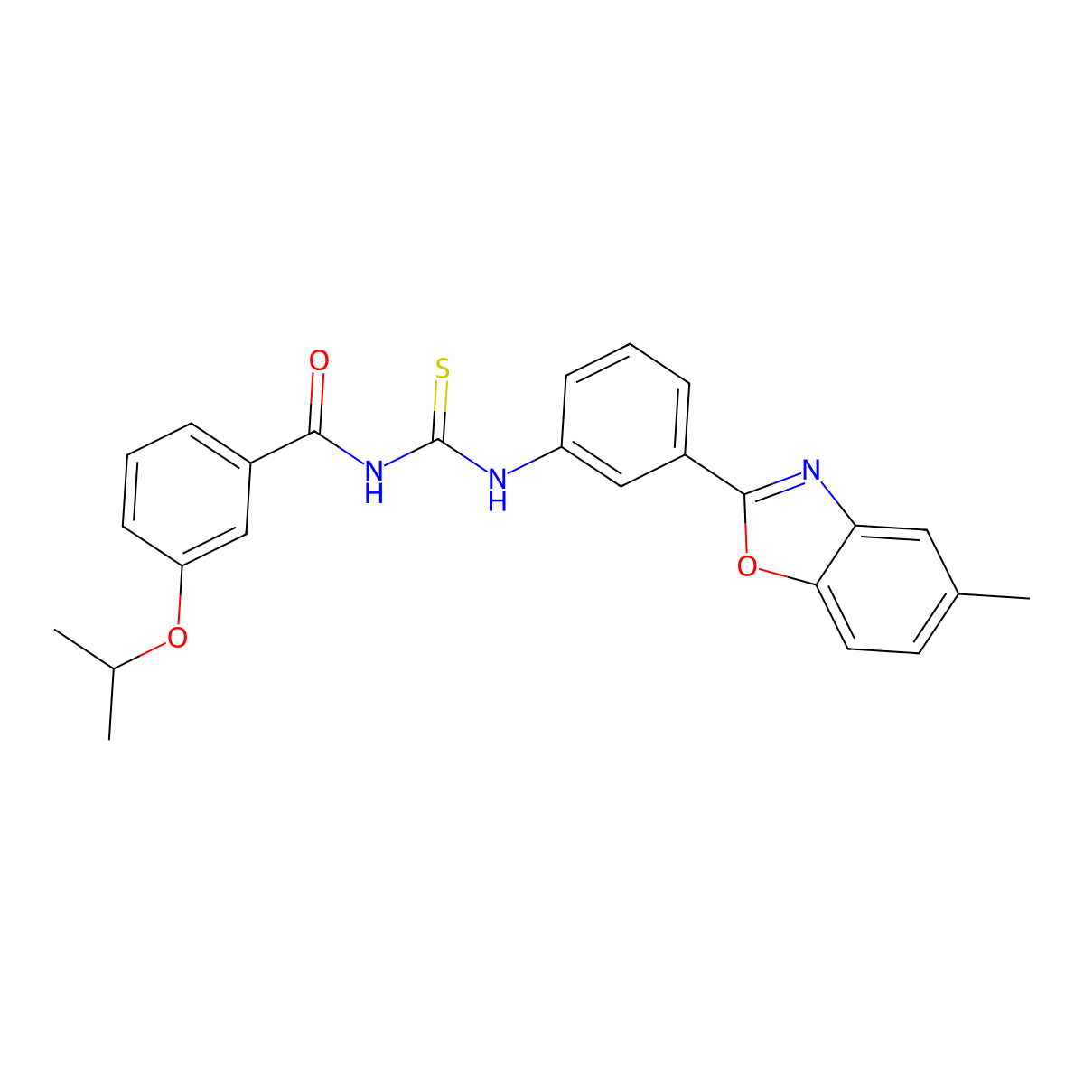 N-[[3-(5-methyl-1,3-benzoxazol-2-yl)phenyl]carbamothioyl]-3-propan-2-yloxybenzamide molecular structure, CAS 428466-05-1