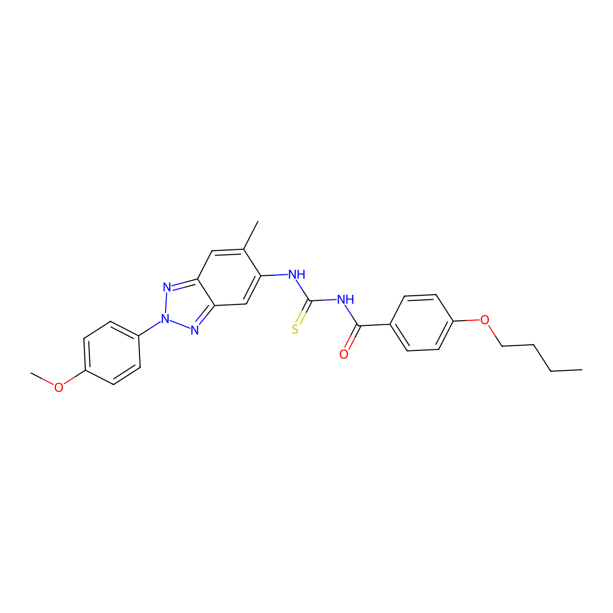 4-butoxy-N-[[2-(4-methoxyphenyl)-6-methylbenzotriazol-5-yl]carbamothioyl]benzamide molecular structure, CAS 428466-24-4
