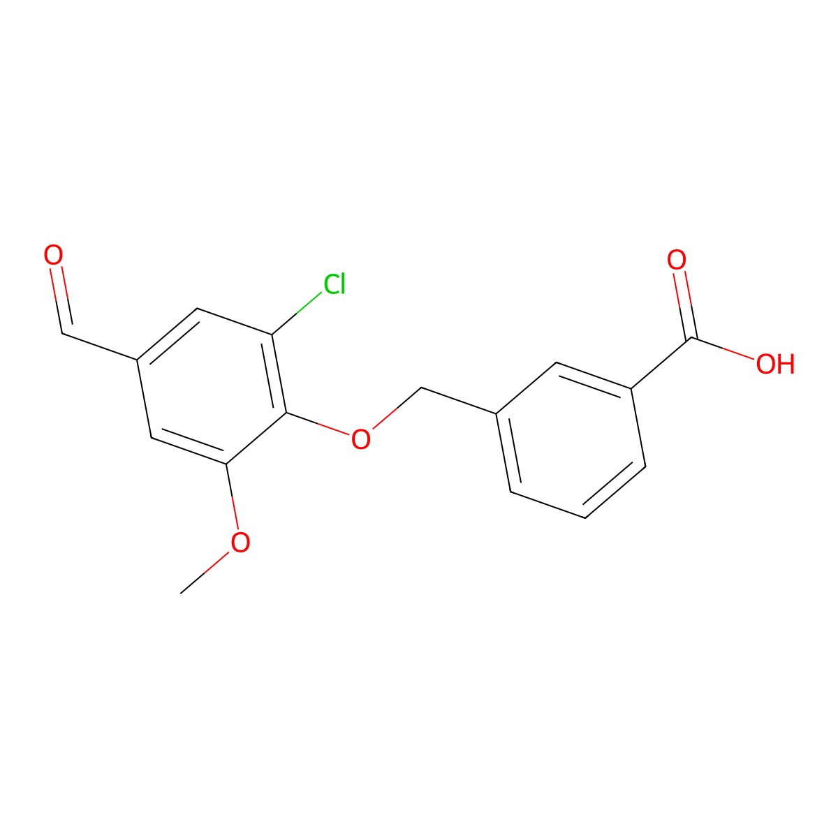 3-((2-Chloro-4-formyl-6-methoxyphenoxy)methyl)benzoic acid molecular structure, CAS 428466-43-7