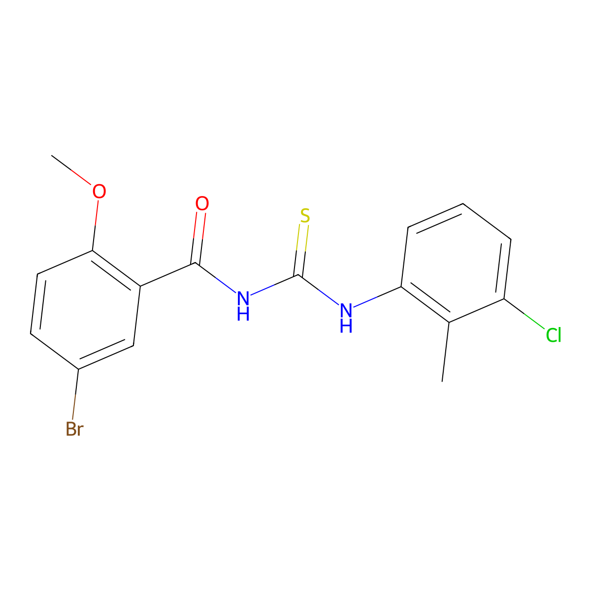 5-bromo-N-[(3-chloro-2-methylphenyl)carbamothioyl]-2-methoxybenzamide molecular structure, CAS 428466-46-0