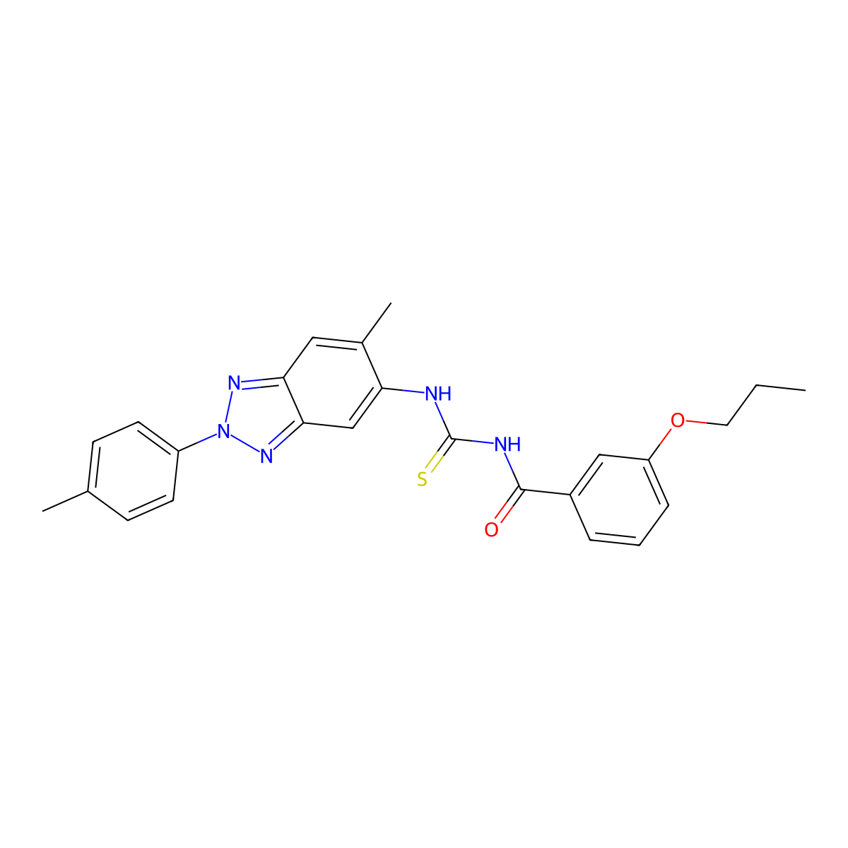 N-[[6-methyl-2-(4-methylphenyl)benzotriazol-5-yl]carbamothioyl]-3-propoxybenzamide molecular structure, CAS 428466-79-9