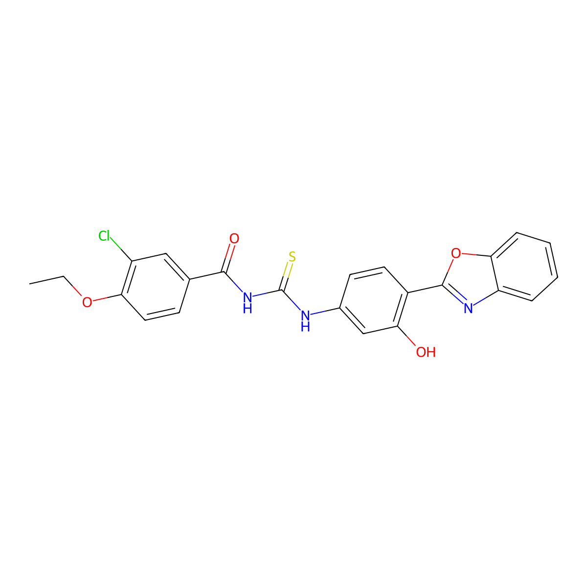 N-{[4-(1,3-benzoxazol-2-yl)-3-hydroxyphenyl]carbamothioyl}-3-chloro-4-ethoxybenzamide molecular structure, CAS 428466-88-0